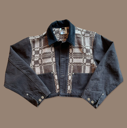 Re-Worked Buckle Back Canvas Jacket - Dark Brown
